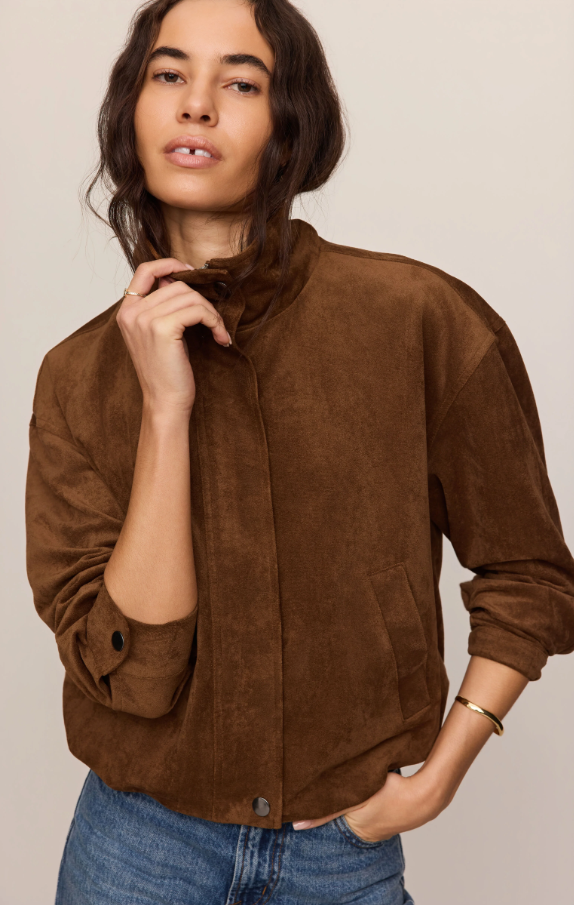 Corin Bubble Hem Jacket, Saddle Suede - 13 Hub Lane   |  Suede Jackets