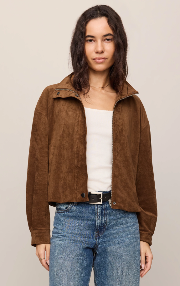 Corin Bubble Hem Jacket, Saddle Suede - 13 Hub Lane   |  Suede Jackets