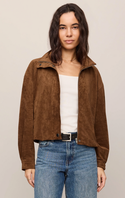 Corin Bubble Hem Jacket, Saddle Suede - 13 Hub Lane   |  Suede Jackets