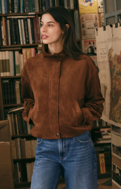 Corin Bubble Hem Jacket, Saddle Suede - 13 Hub Lane   |  Suede Jackets