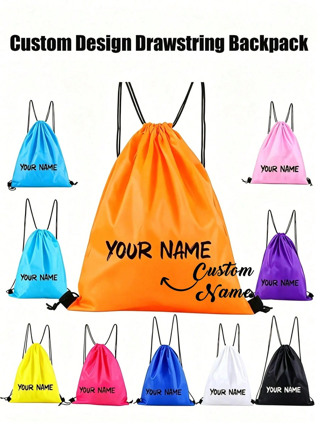 Custom Design Drawstring Backpack,Personalized Bags With Your Logo,Customized Drawstring Backpack Bulk String Bag,Large Capacity Bags,For Everyday Use