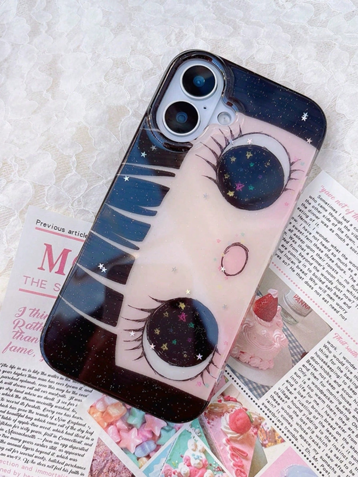 Cute Anime Fashion Phone Case 1pc Cute Cartoon Big Eye Pattern Personalized Phone Case, Fashionable Lolita Style Protective Cover, Compatible With IPhone17/IPhone17 ProMax/IPhone16 Pro Max/IPhone15 Pr