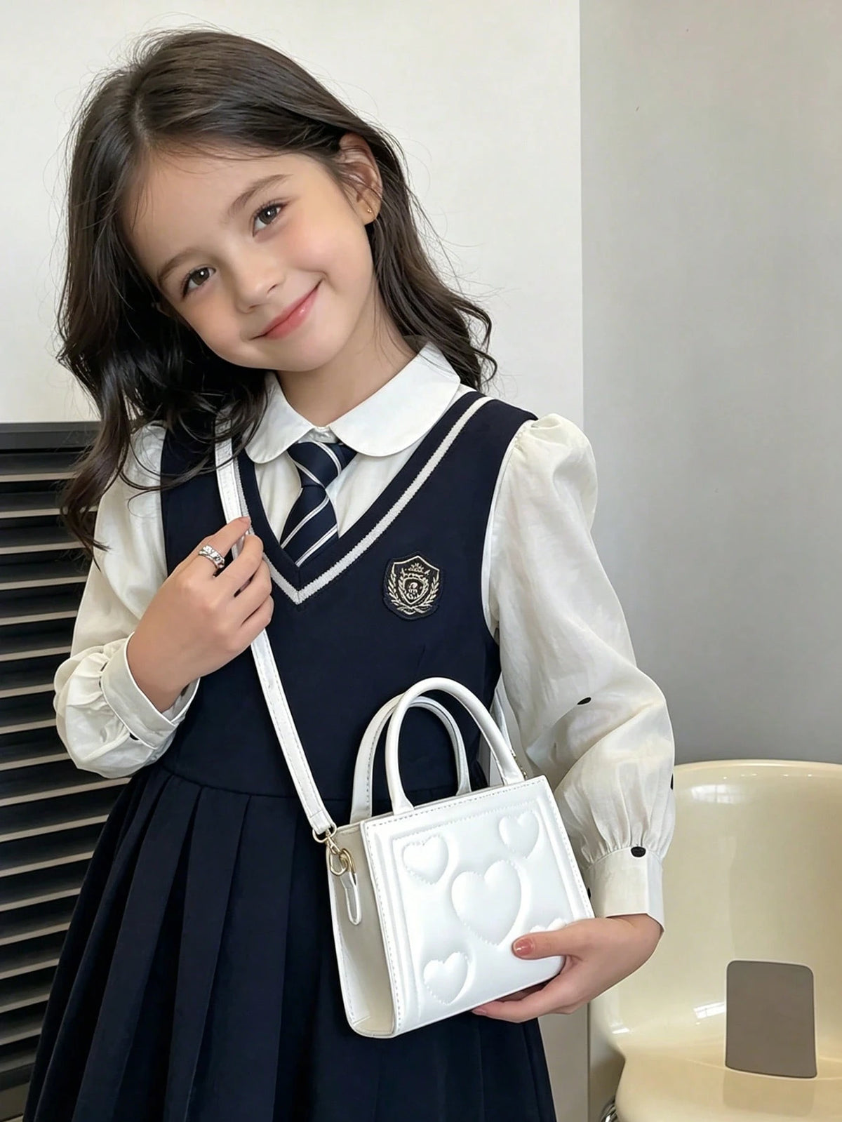 Cute Medium Handbag For Children Pastel Shoulder Bag Quilted Fabric Crossbody Bag Detachable Strap Mini Bag For Birthday Gift Vacation Graduation