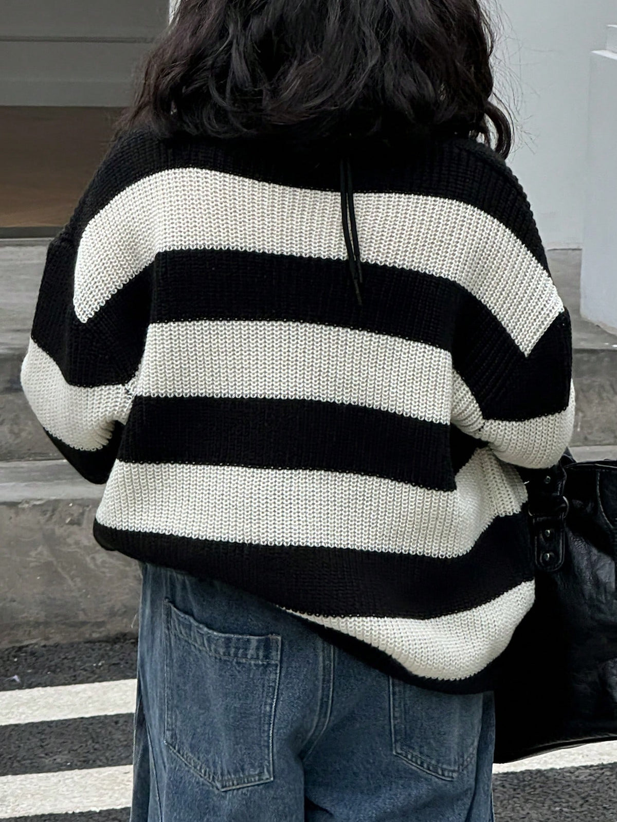 Dazy Kids Tween Girl Round Neck Long Sleeve Striped Sweater, Casual Everyday Wear