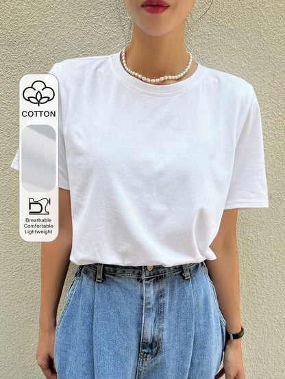DAZY Solid Round Neck Tee