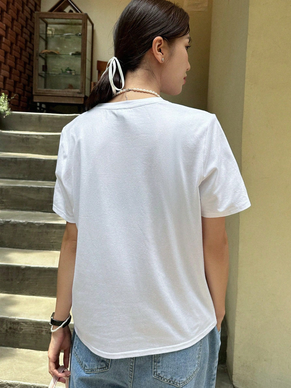 DAZY Solid Round Neck Tee