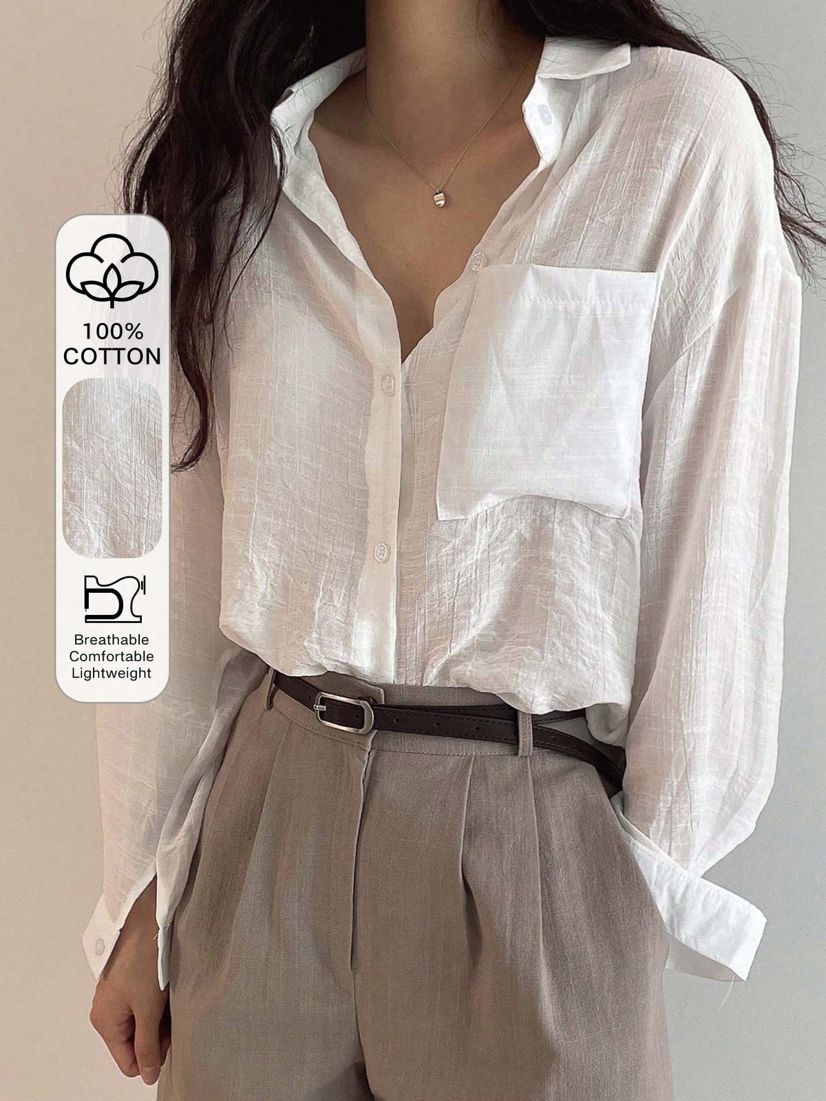 DAZY Solid Single Breasted Pocket Detail Shirt,Fall Women Clothes Long Sleeve Top