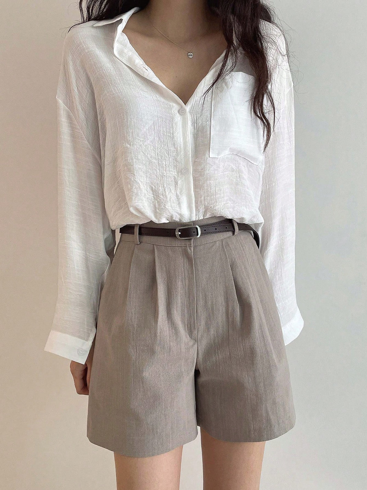 DAZY Solid Single Breasted Pocket Detail Shirt,Fall Women Clothes Long Sleeve Top
