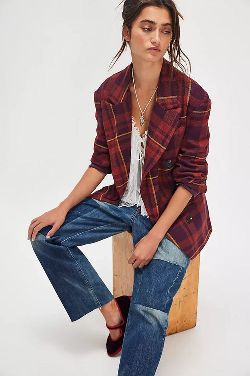 Dean Double Breasted Blazer - Plum