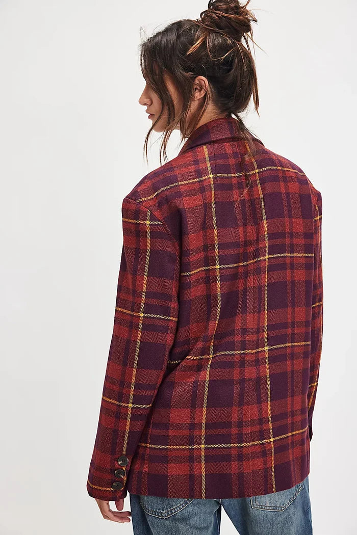 Dean Double Breasted Blazer - Plum