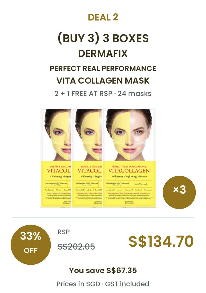 (BUY 3 BOXES) DERMAFIX VITA COLLAGEN — 24 MASKS (PRE-ORDER - SHIPS OUT AFTER 15 OCT 2026)