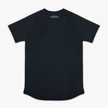 Black and light blue Diamond Tech graphic tee — back view