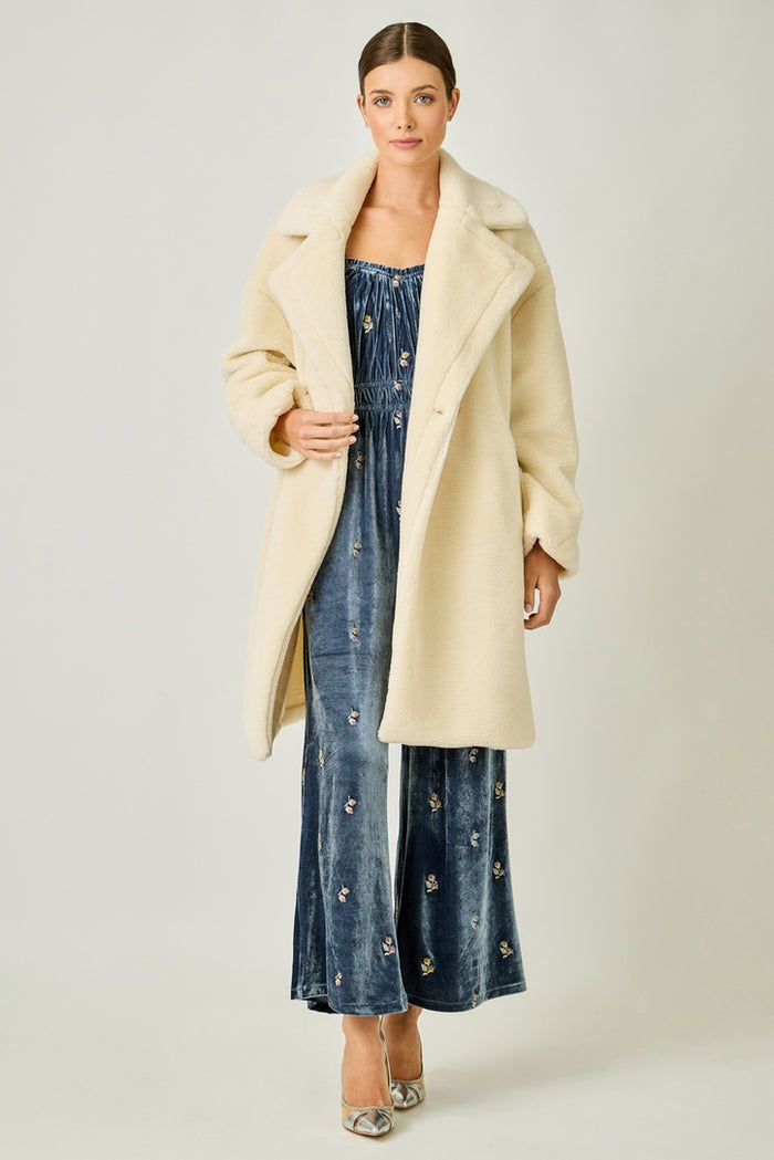 Double Breasted Teddy Jacket - Ivory