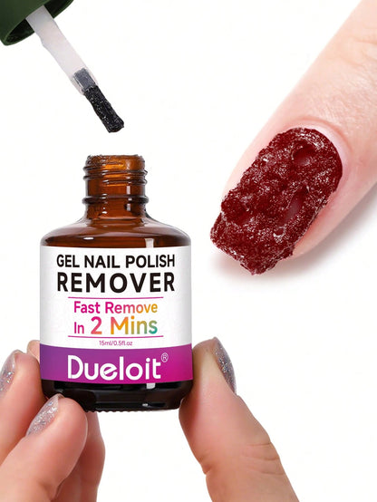Dueloit 15ml Gel Nail Polish Remover, 1pc, 2-5 Minutes Fast & Easy Removal, No Soaking Or Wrapping Required, Quickly Removes Soak-Off Gel Nail Polish, Random Color