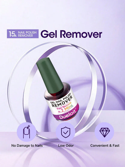 Dueloit 15ml Gel Nail Polish Remover, 1pc, 2-5 Minutes Fast & Easy Removal, No Soaking Or Wrapping Required, Quickly Removes Soak-Off Gel Nail Polish, Random Color