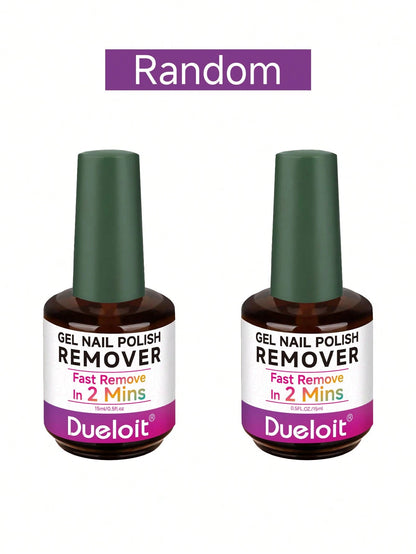 Dueloit 15ml Gel Nail Polish Remover, 1pc, 2-5 Minutes Fast & Easy Removal, No Soaking Or Wrapping Required, Quickly Removes Soak-Off Gel Nail Polish, Random Color