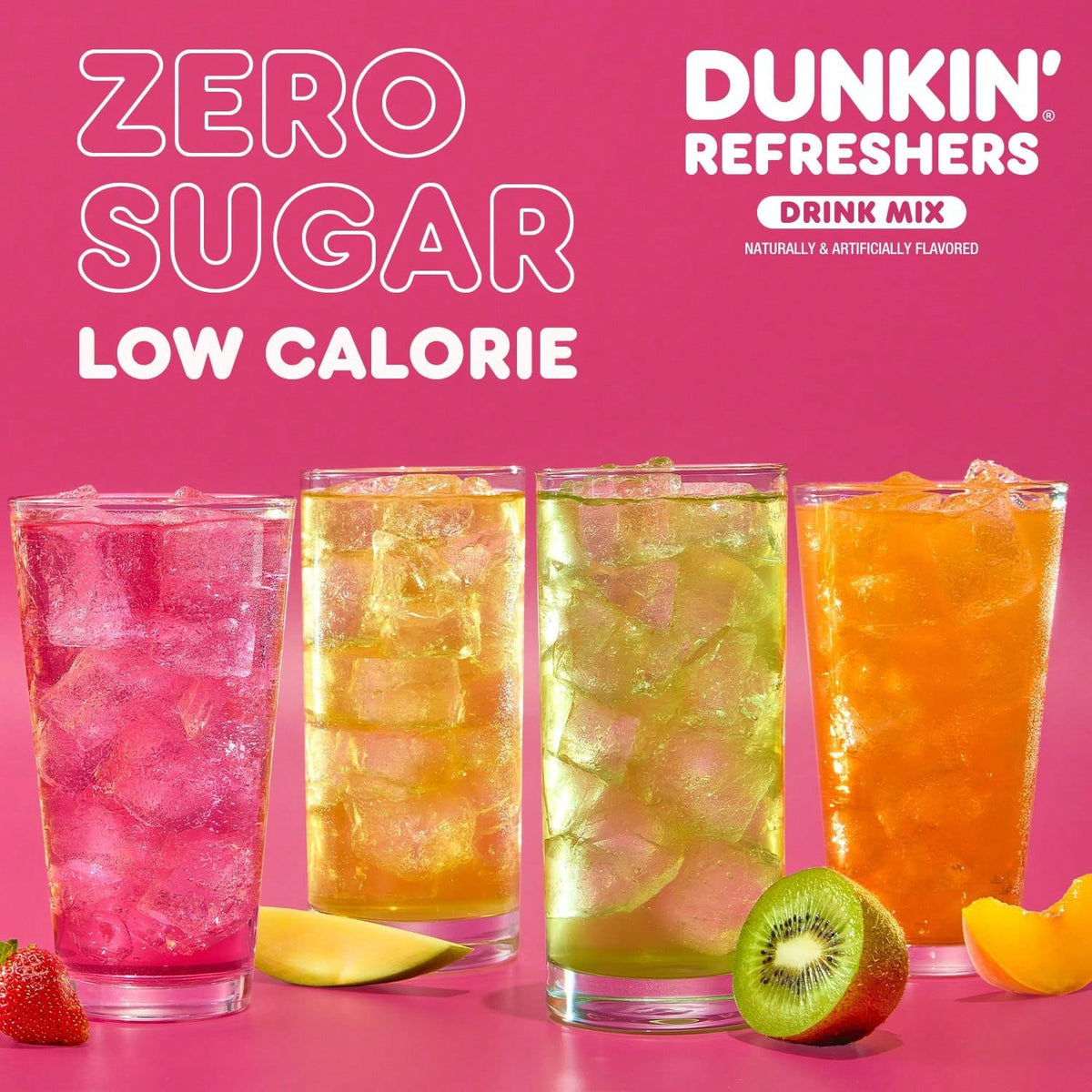 Dunkin’ Zero Sugar Refreshers Singles To Go! Powdered Drink Mix, 40 Ct Variety Pack, Energy From Green Tea, Aspartame-Free, Just Add Water