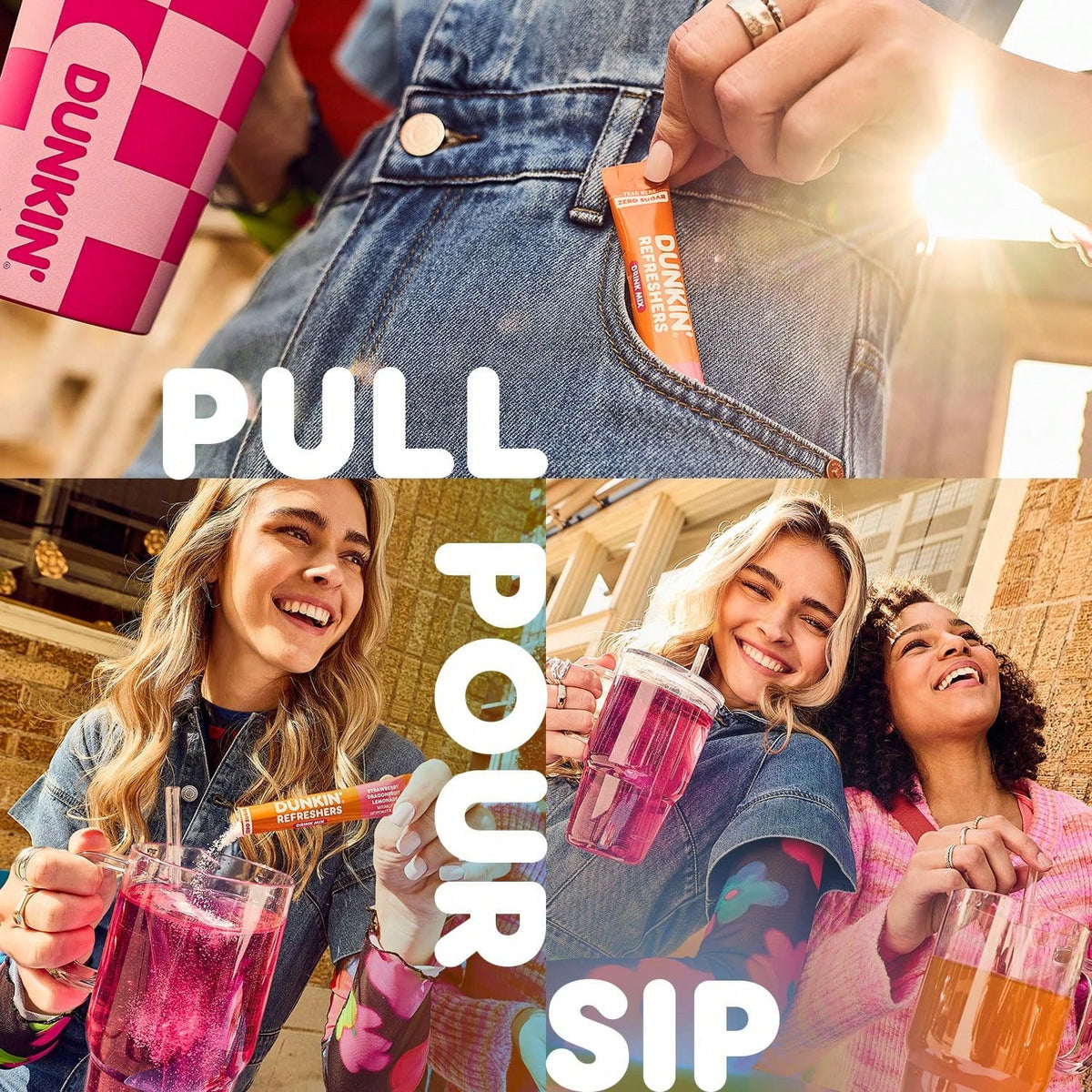 Dunkin’ Zero Sugar Refreshers Singles To Go! Powdered Drink Mix, 40 Ct Variety Pack, Energy From Green Tea, Aspartame-Free, Just Add Water