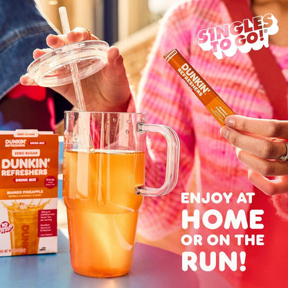 Dunkin’ Zero Sugar Refreshers Singles To Go! Powdered Drink Mix, 40 Ct Variety Pack, Energy From Green Tea, Aspartame-Free, Just Add Water