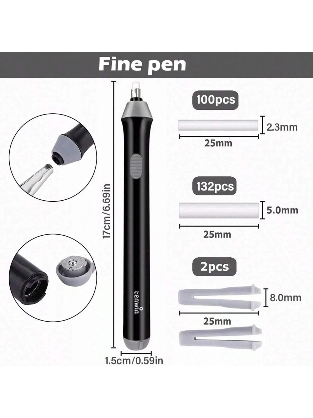 Electric Eraser For Sketch Drawing Detail With Auto Rotation Function, Battery Operated, For Student Stationery Back To School