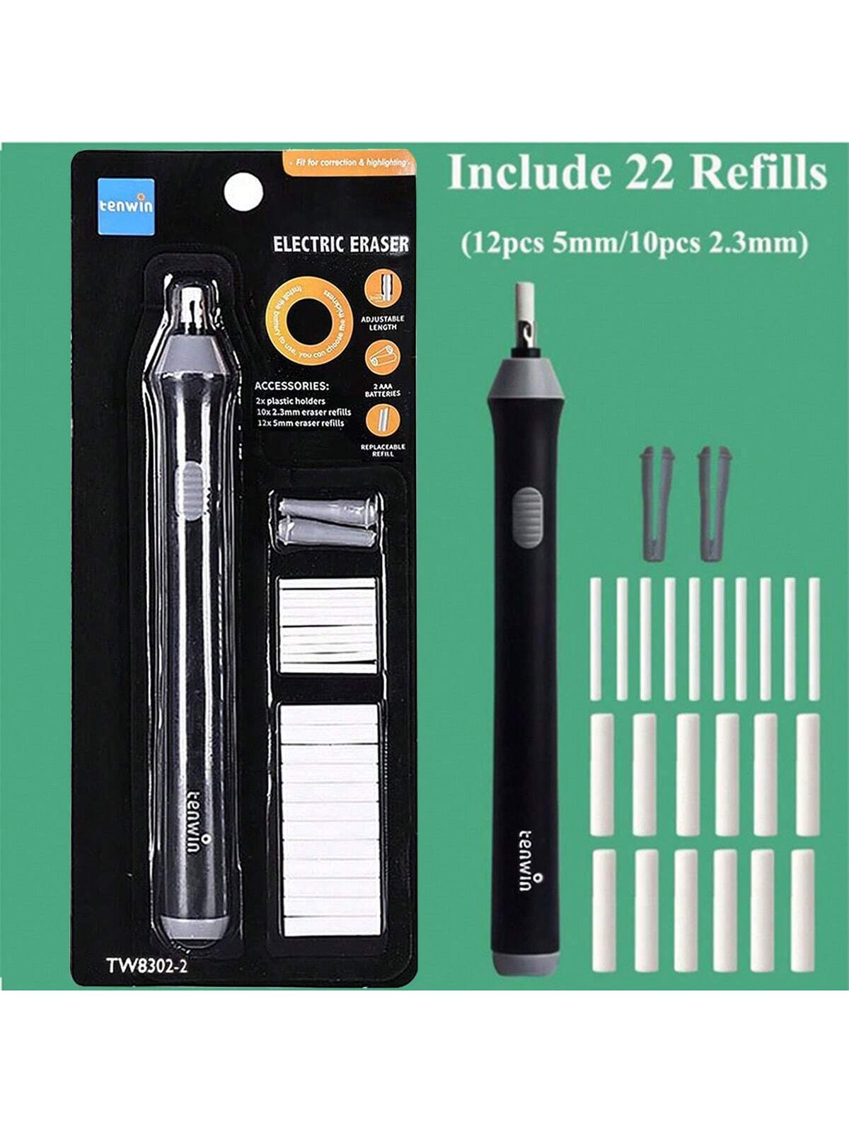 Electric Eraser For Sketch Drawing Detail With Auto Rotation Function, Battery Operated, For Student Stationery Back To School