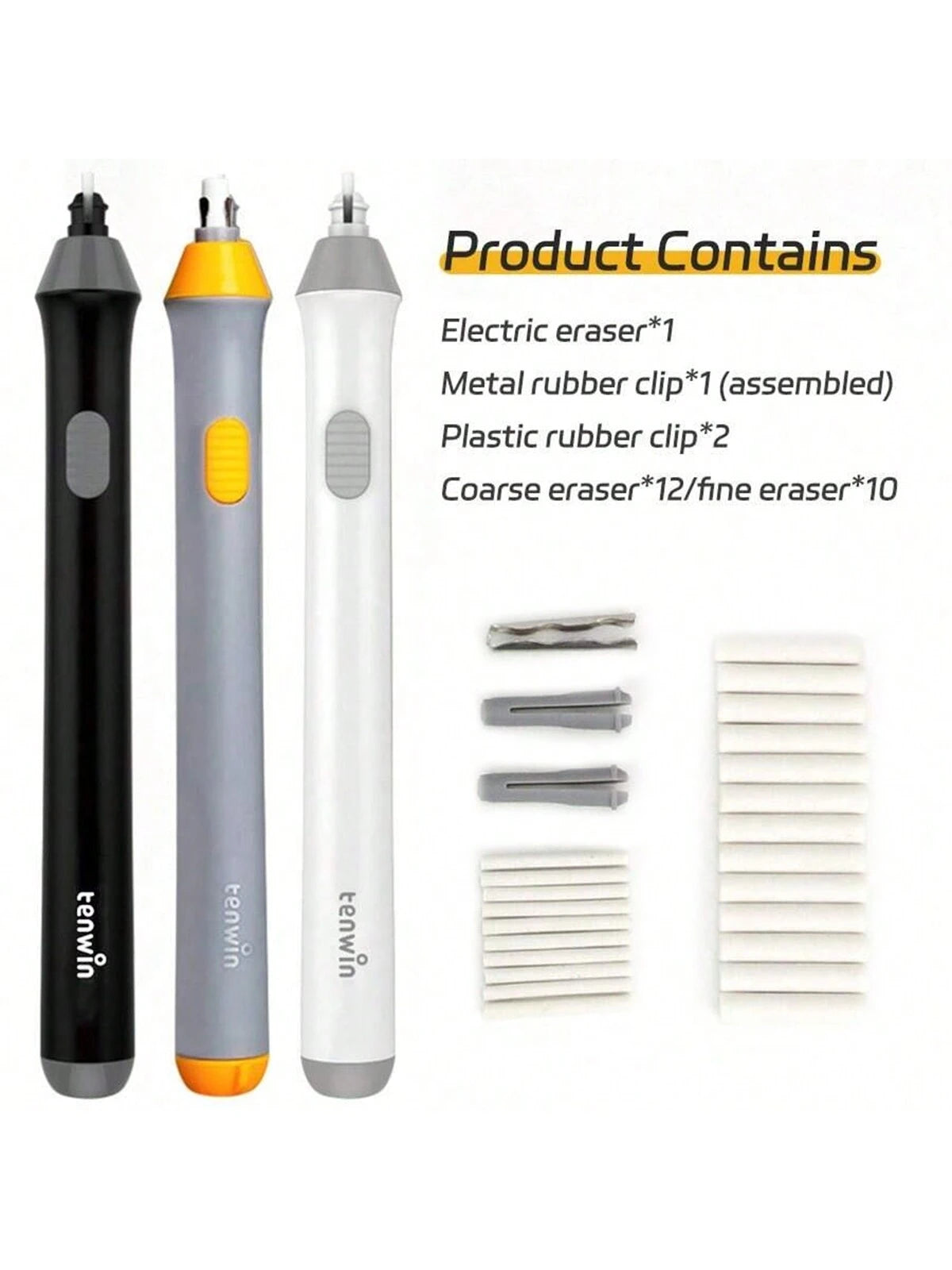 Electric Eraser For Sketch Drawing Detail With Auto Rotation Function, Battery Operated, For Student Stationery Back To School