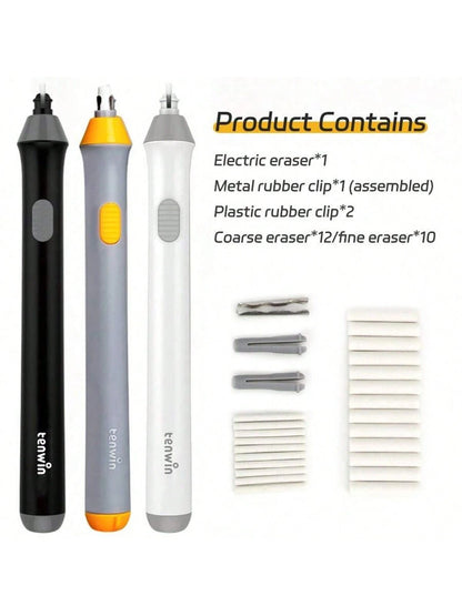 Electric Eraser For Sketch Drawing Detail With Auto Rotation Function, Battery Operated, For Student Stationery Back To School