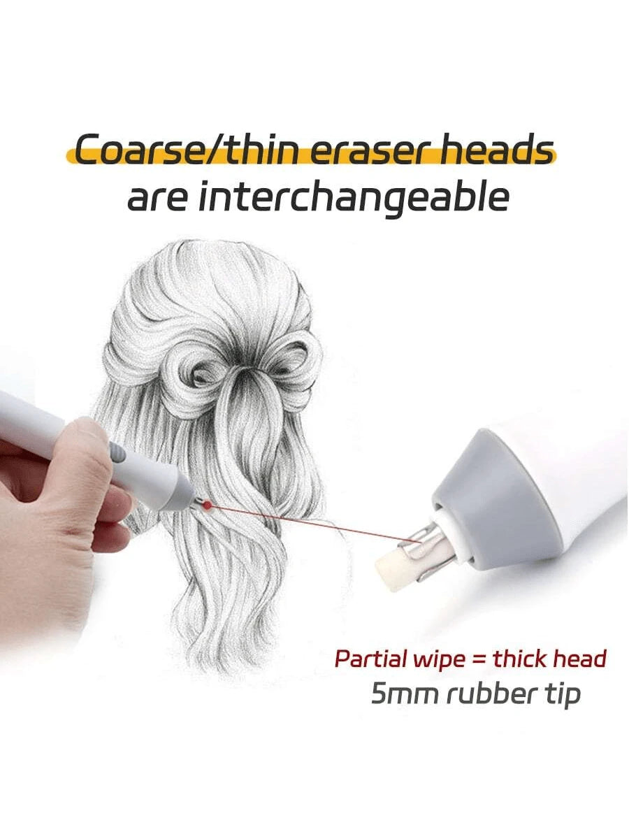 Electric Eraser For Sketch Drawing Detail With Auto Rotation Function, Battery Operated, For Student Stationery Back To School