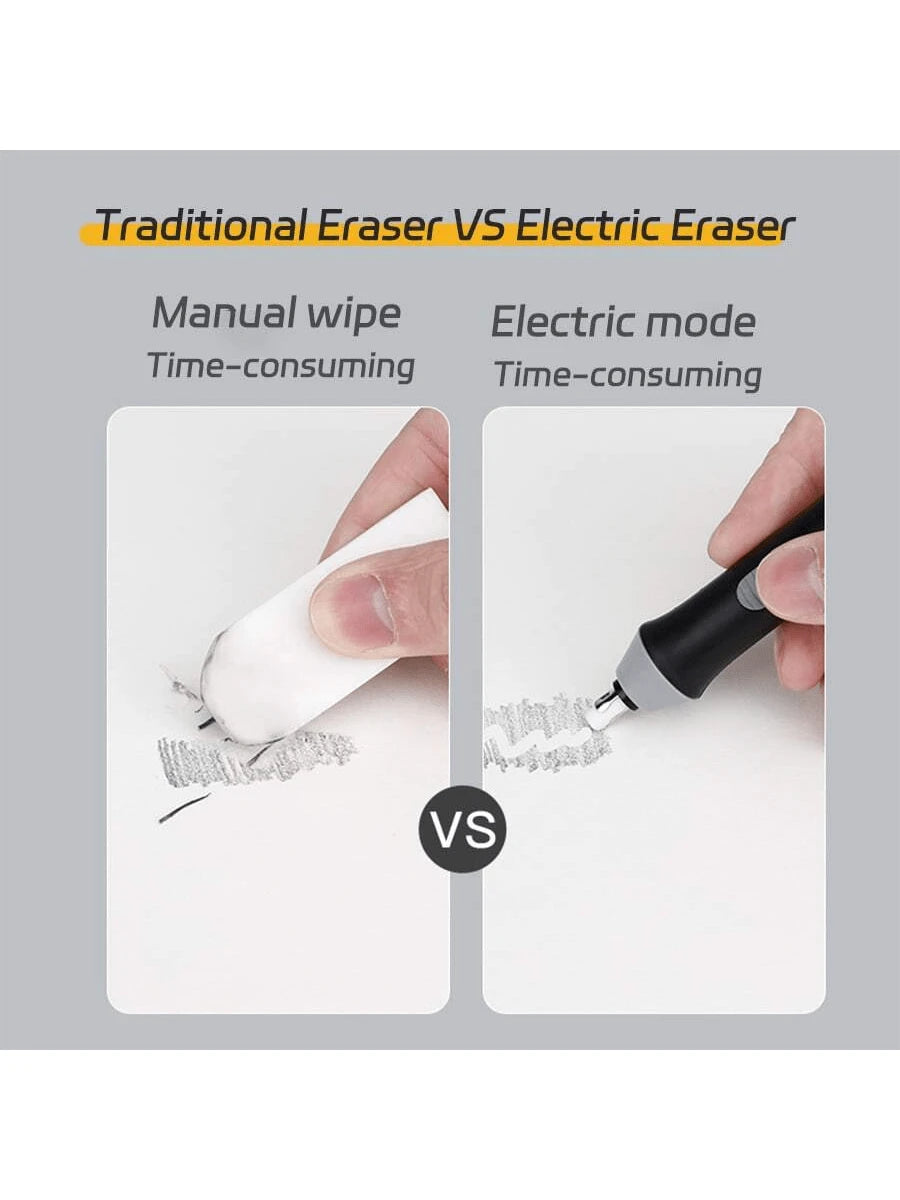 Electric Eraser For Sketch Drawing Detail With Auto Rotation Function, Battery Operated, For Student Stationery Back To School