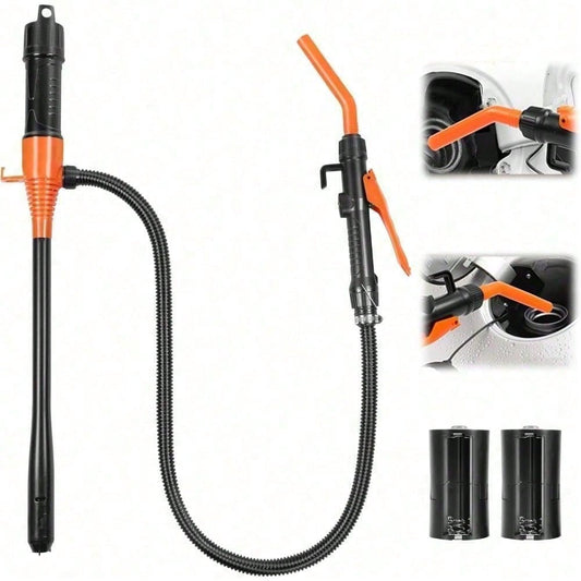 Electric Fuel Transfer Pump, Portable Battery Powered Hand Fuel Pump, Battery Gas Pumps Universal Fit For Vehicles, Boats, Lawn Equipment, Emergency & Home Use(Black Orange)