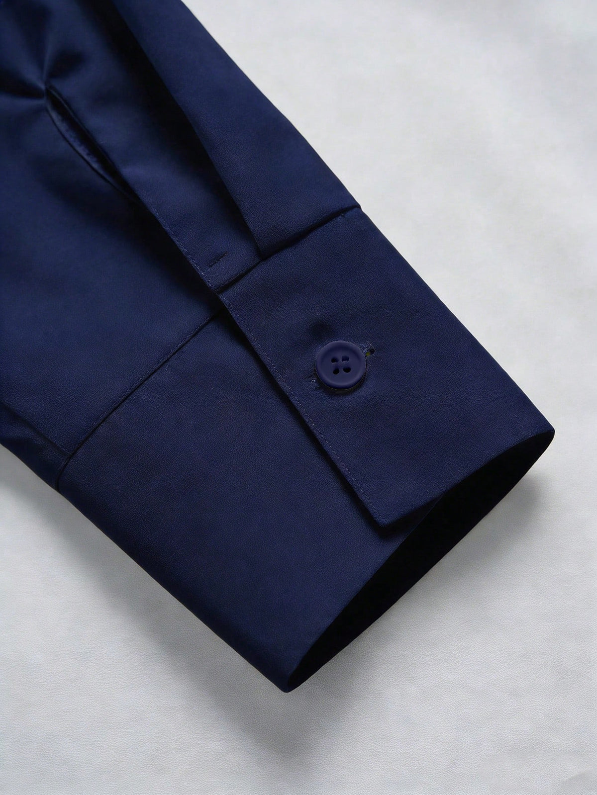 Elegant Navy Blue Regular Length Regular Sleeve Casual Shirt Collar Buttoned Blouse For Women Semi Sheer Woven