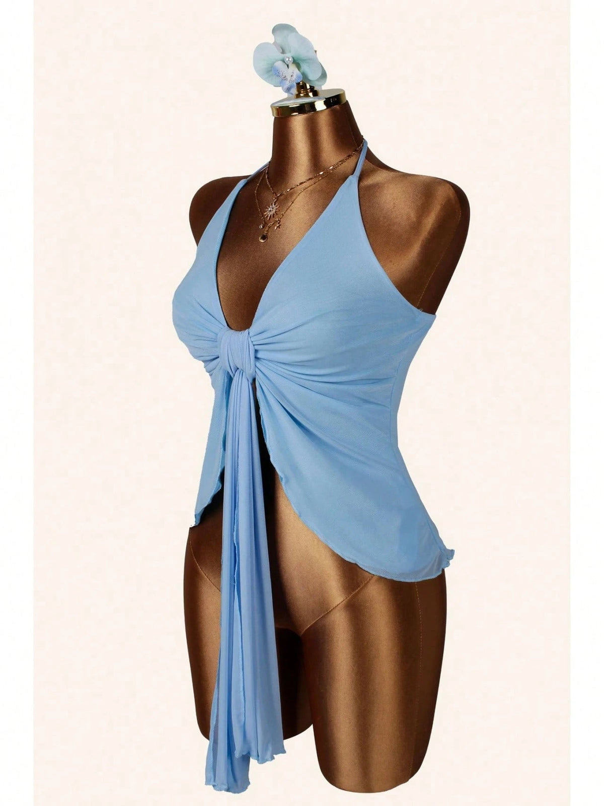 Elegant Summer Beach Vacation New Sexy Tight Leopard Print Strapless Halter Neck Top With Ribbons For Women