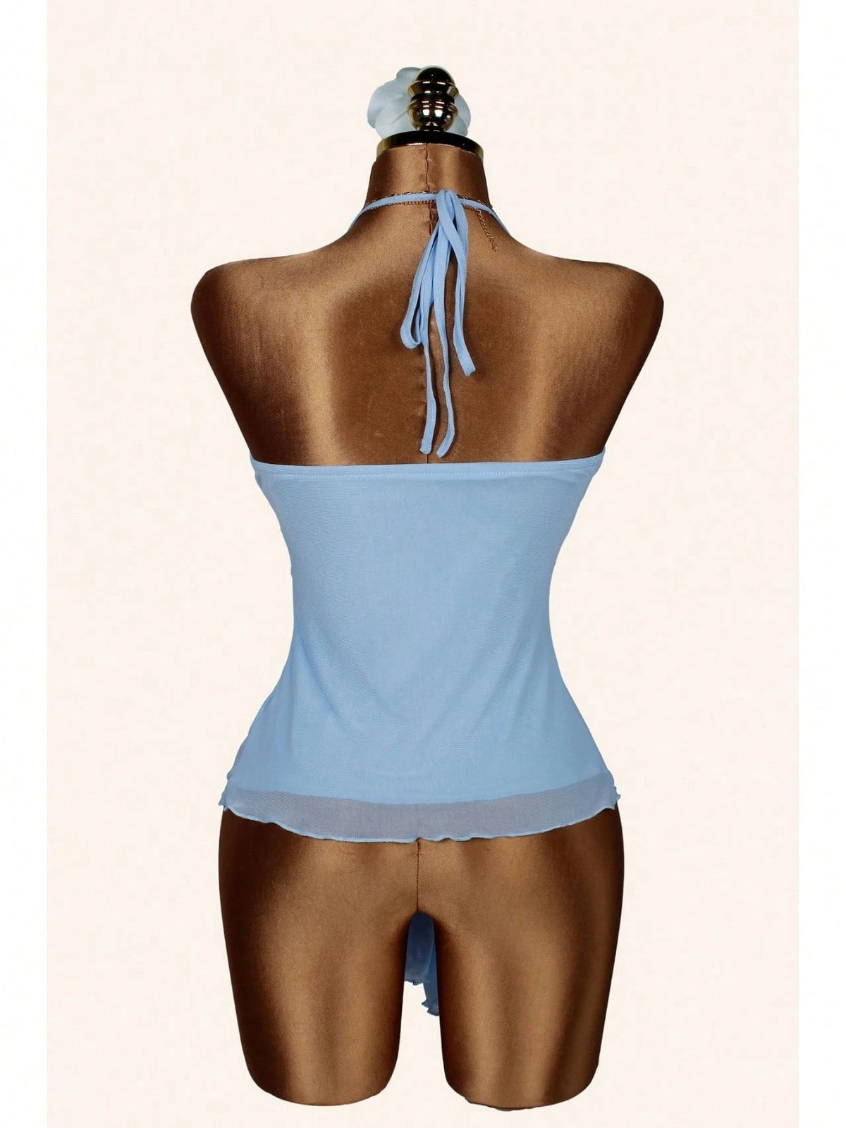 Elegant Summer Beach Vacation New Sexy Tight Leopard Print Strapless Halter Neck Top With Ribbons For Women