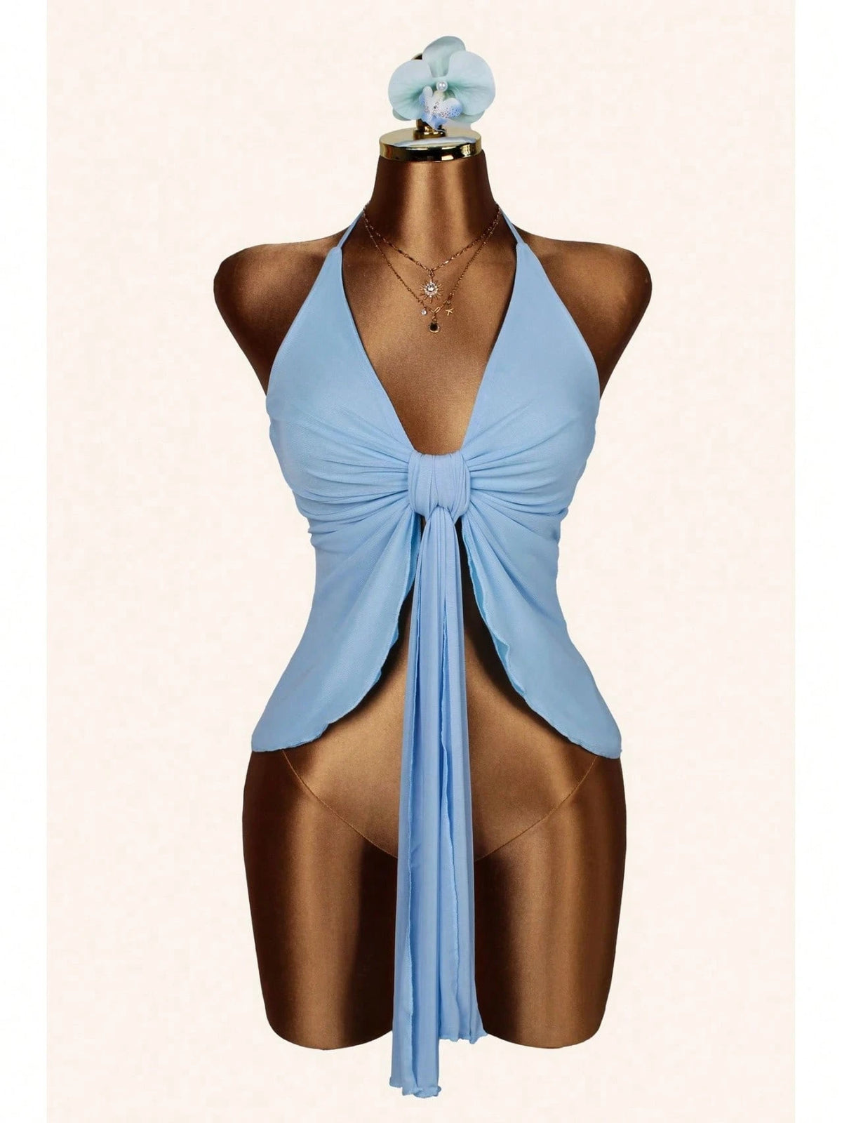 Elegant Summer Beach Vacation New Sexy Tight Leopard Print Strapless Halter Neck Top With Ribbons For Women