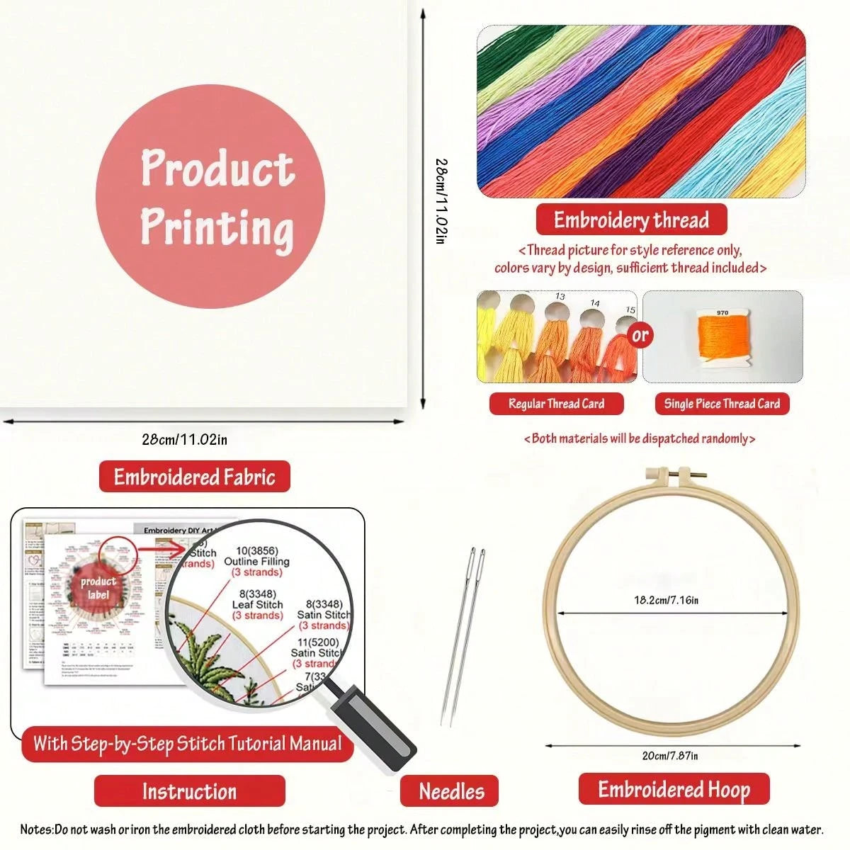 Embroidery Set, 20x20cm/7.9x7.9 Inches, Bird, 2D Flat Printing Handmade DIY Beginner Embroidery Set, Including Embroidery Cloth, Instruction Manual, Embroidery Frame And Needle And Thread, A Gift Hand