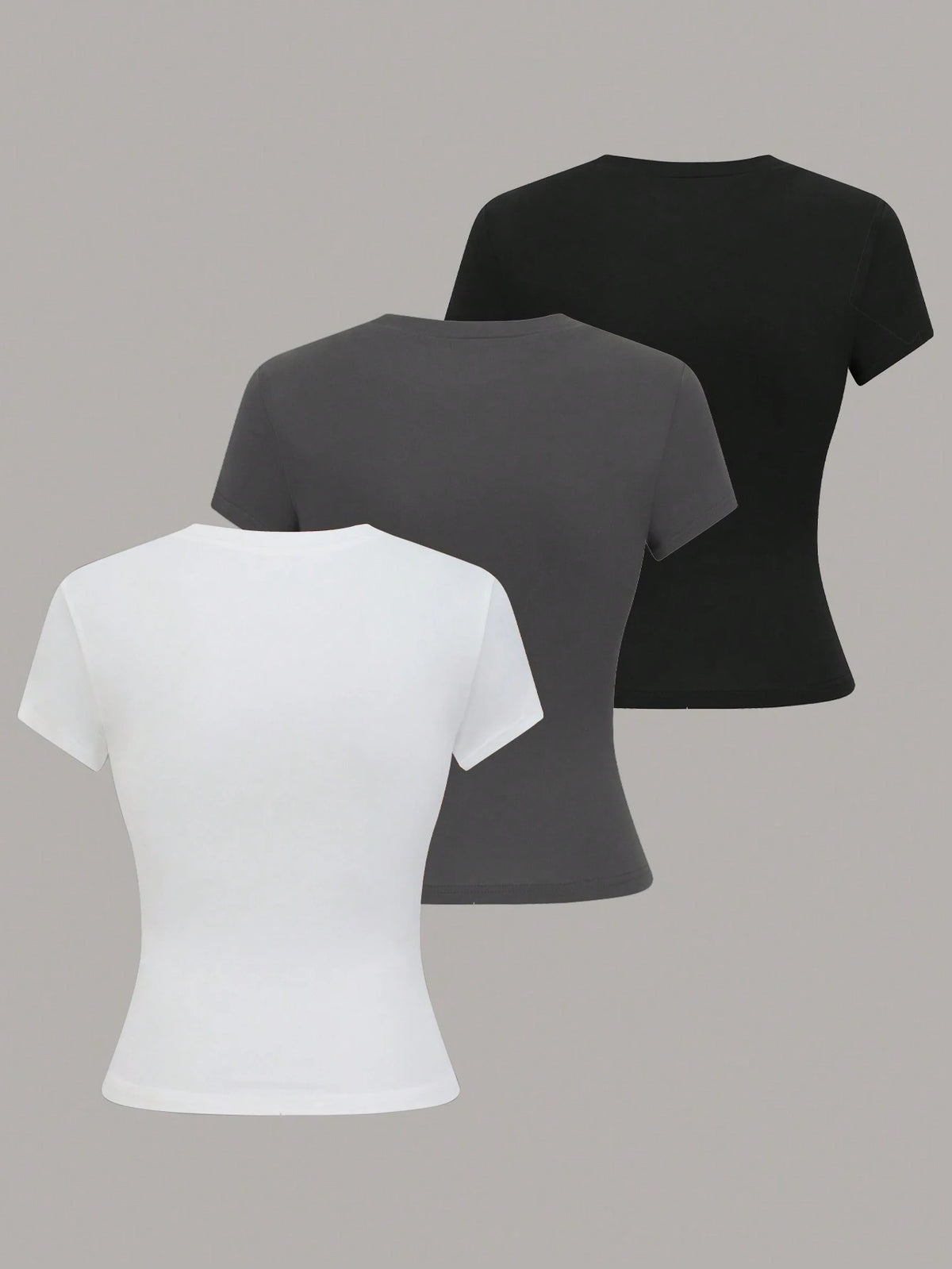 EMERY ROSE Women Summer Solid Color Crew Neck Short Sleeve Casual T-Shirt