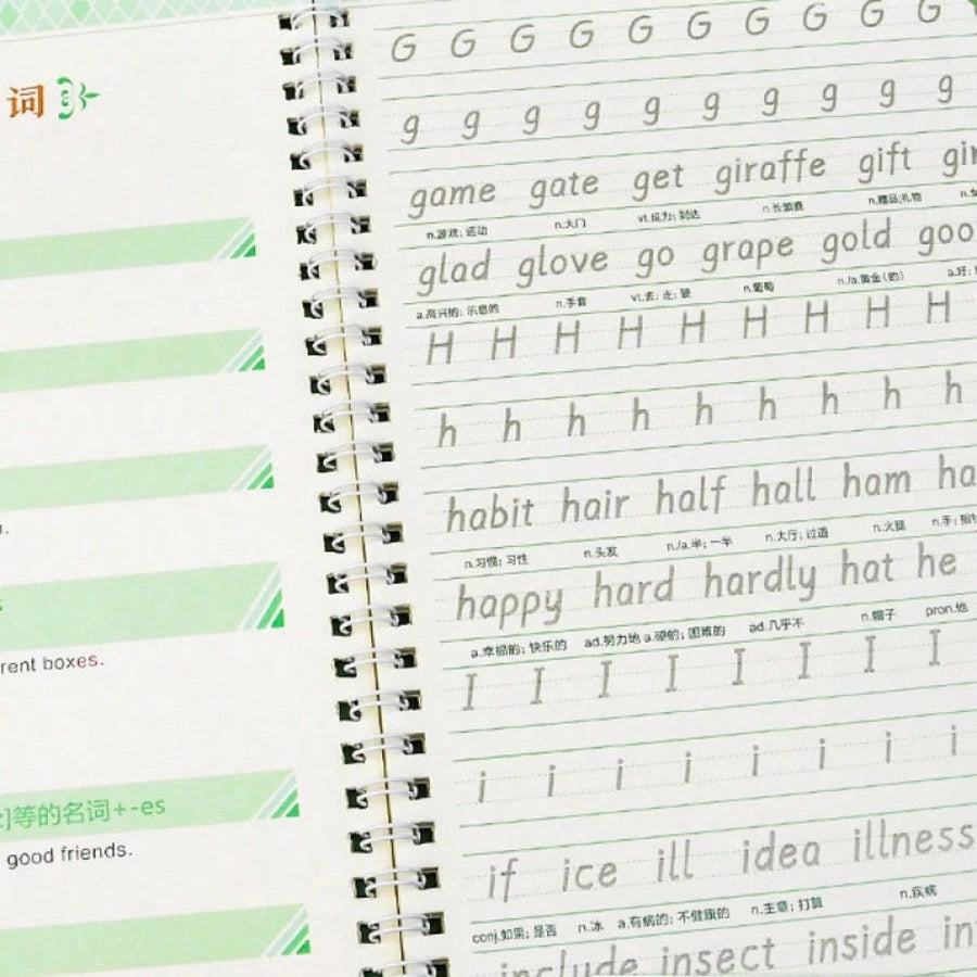 English Handwriting Set- Premium English Practice Book With 3D Grooved Design- Easy-To-Use Reusable Handwriting Tool| Ideal Gift For Holidays And Birthdays, Back To School