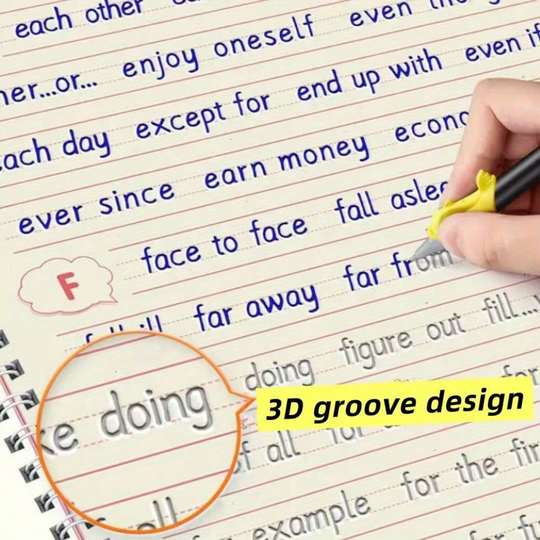English Handwriting Set- Premium English Practice Book With 3D Grooved Design- Easy-To-Use Reusable Handwriting Tool| Ideal Gift For Holidays And Birthdays, Back To School
