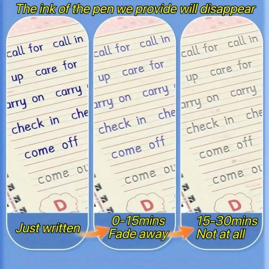 English Handwriting Set- Premium English Practice Book With 3D Grooved Design- Easy-To-Use Reusable Handwriting Tool| Ideal Gift For Holidays And Birthdays, Back To School