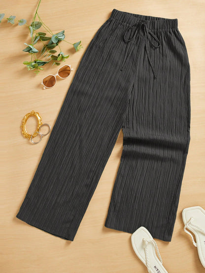 Essnce Women's Casual Simple Striped Heart Print Long Pants Summer Spring Valentine's Day New Years Women