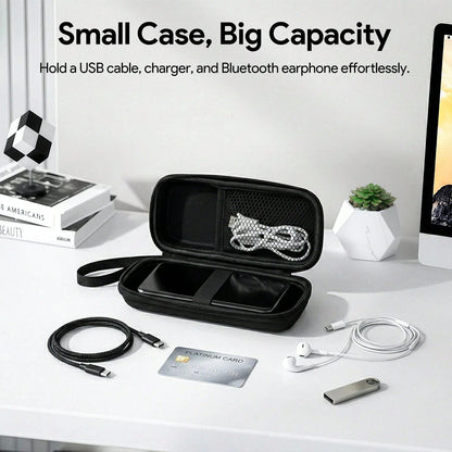 EVA Hard Case For SSD Enclosure, Portable Cable Storage Bag Travel Organizer Pouch For USB Cables Adapter, Shockproof Protective Zipper Carrying Case For Tech Accessories