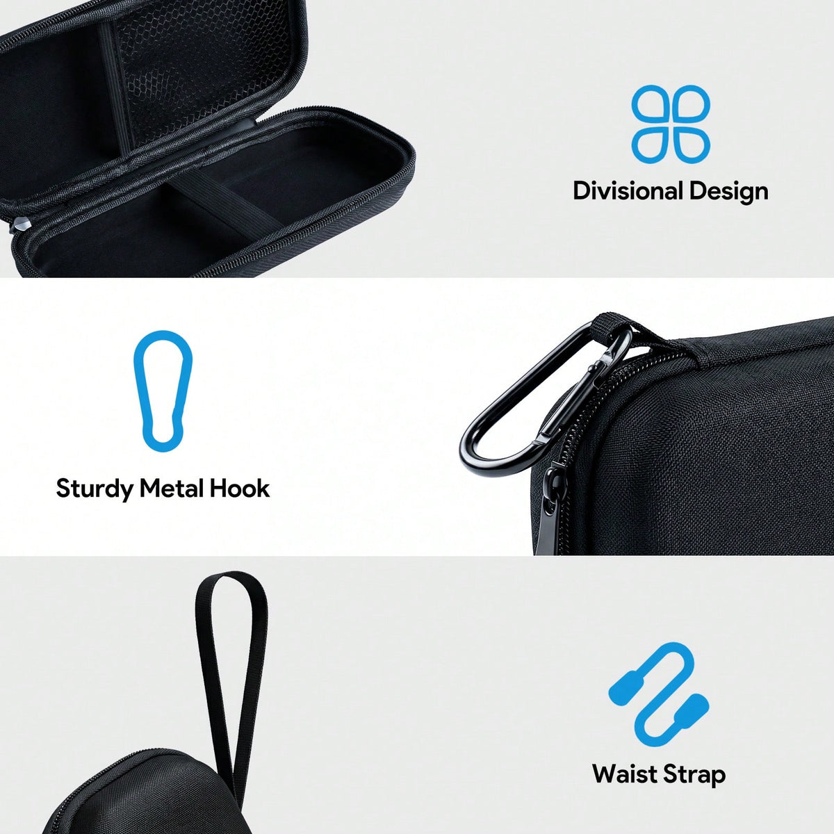 EVA Hard Case For SSD Enclosure, Portable Cable Storage Bag Travel Organizer Pouch For USB Cables Adapter, Shockproof Protective Zipper Carrying Case For Tech Accessories