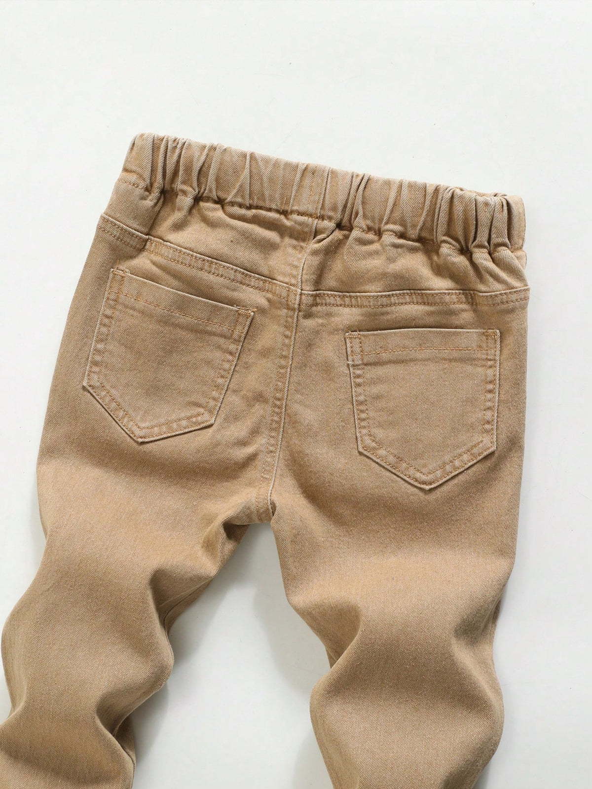 Explorewe Young Boy Elastic Waistband Drawstring All-Match Minimalist Versatile Comfortable Stretch Slim Fit Light Gray Jeans