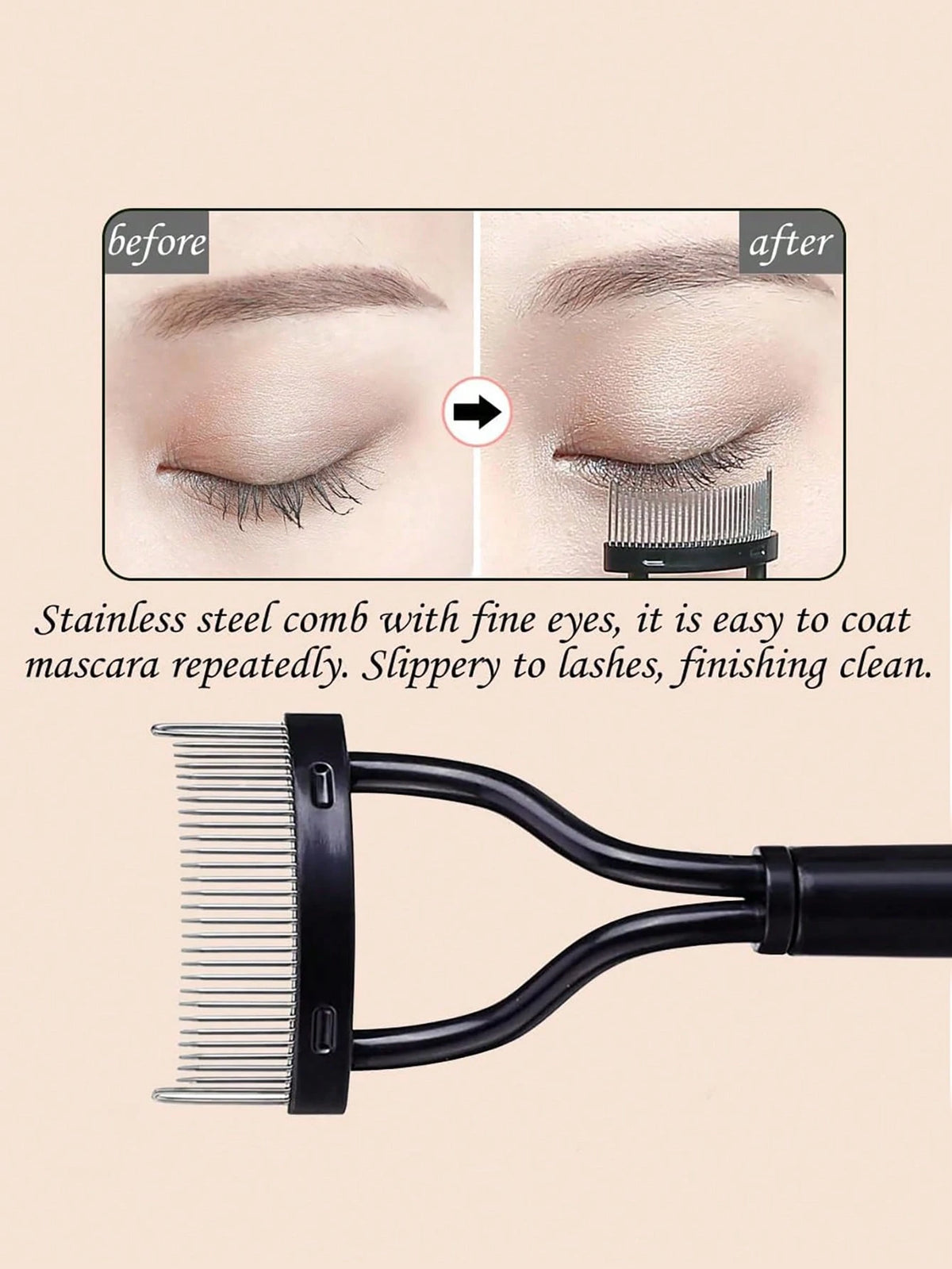 Eyelash Comb, 2pcs Stainless Steel Straight Handle Eyelash Separator,Eyebrow Brush,Eyeshadow Brush,Spoolie,Spoolie Brush,Giveaways