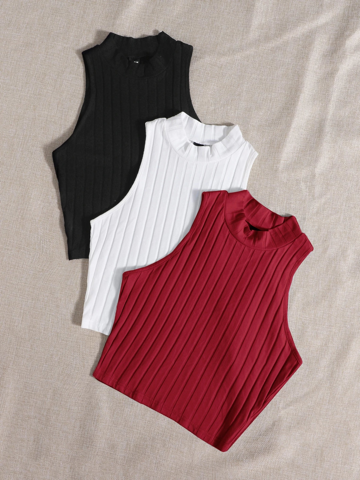 EZwear 3 Packs Mock Neck Rib-Knit Tank Top
