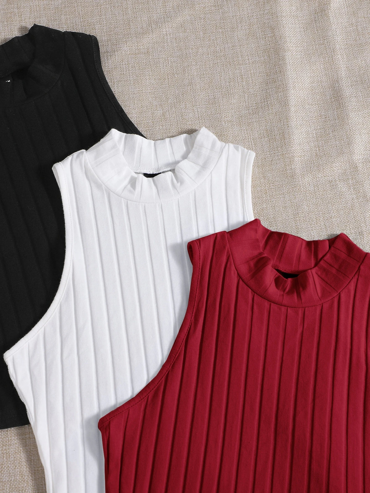 EZwear 3 Packs Mock Neck Rib-Knit Tank Top