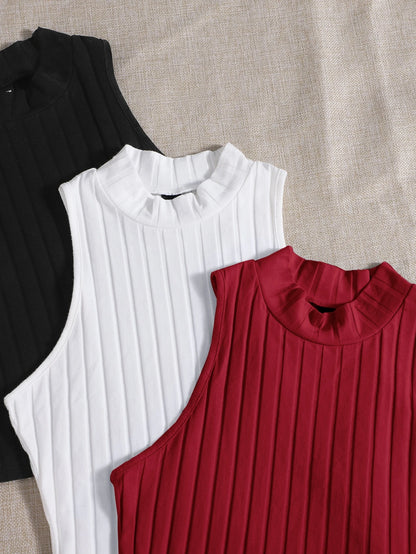 EZwear 3 Packs Mock Neck Rib-Knit Tank Top