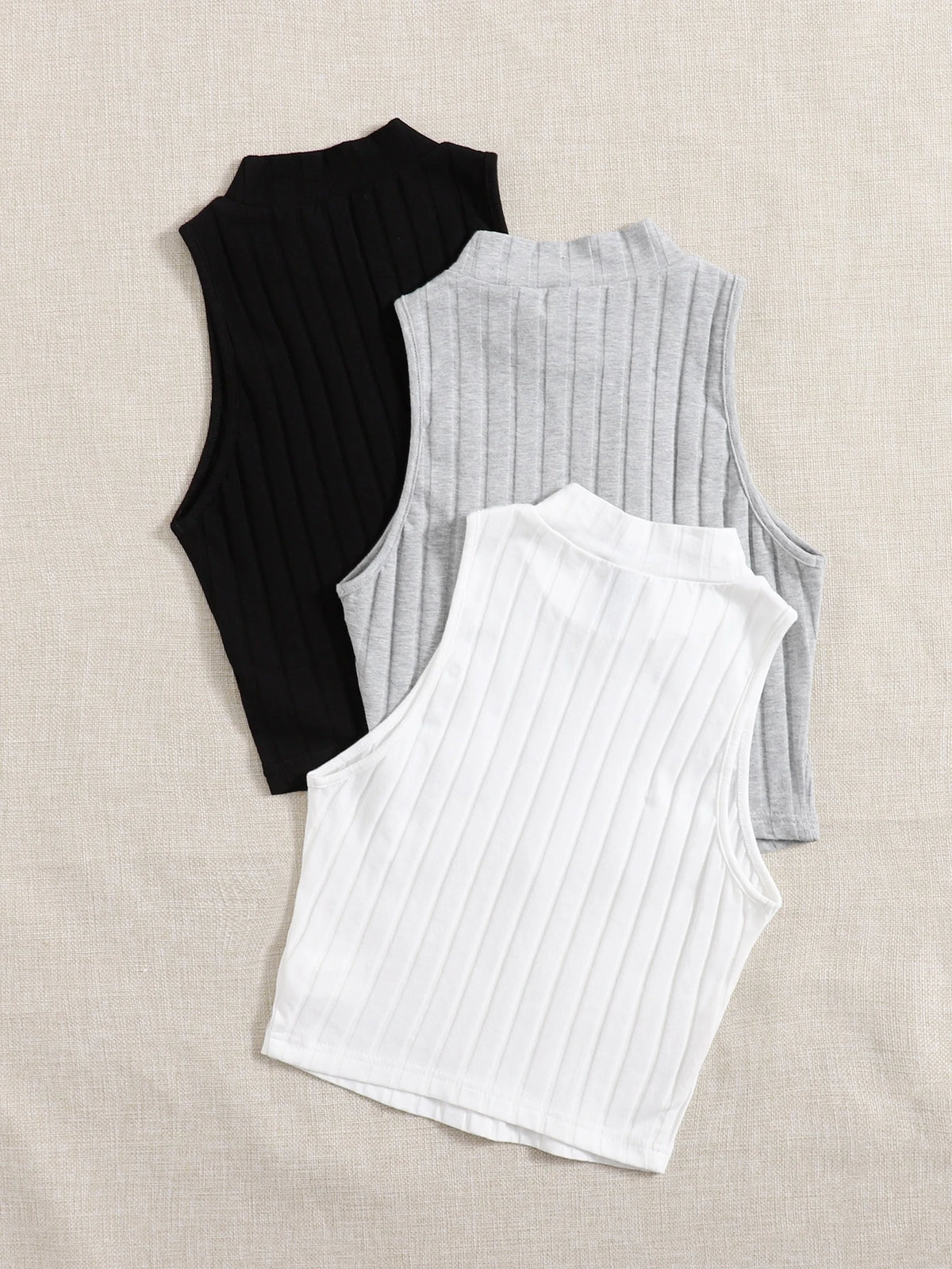 EZwear 3 Packs Mock Neck Rib-Knit Tank Top