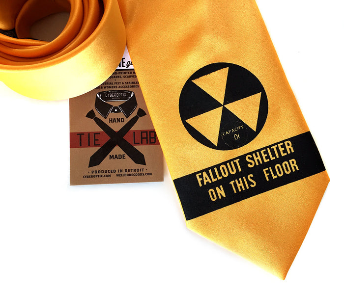 Fallout shelter necktie: black on marigold.