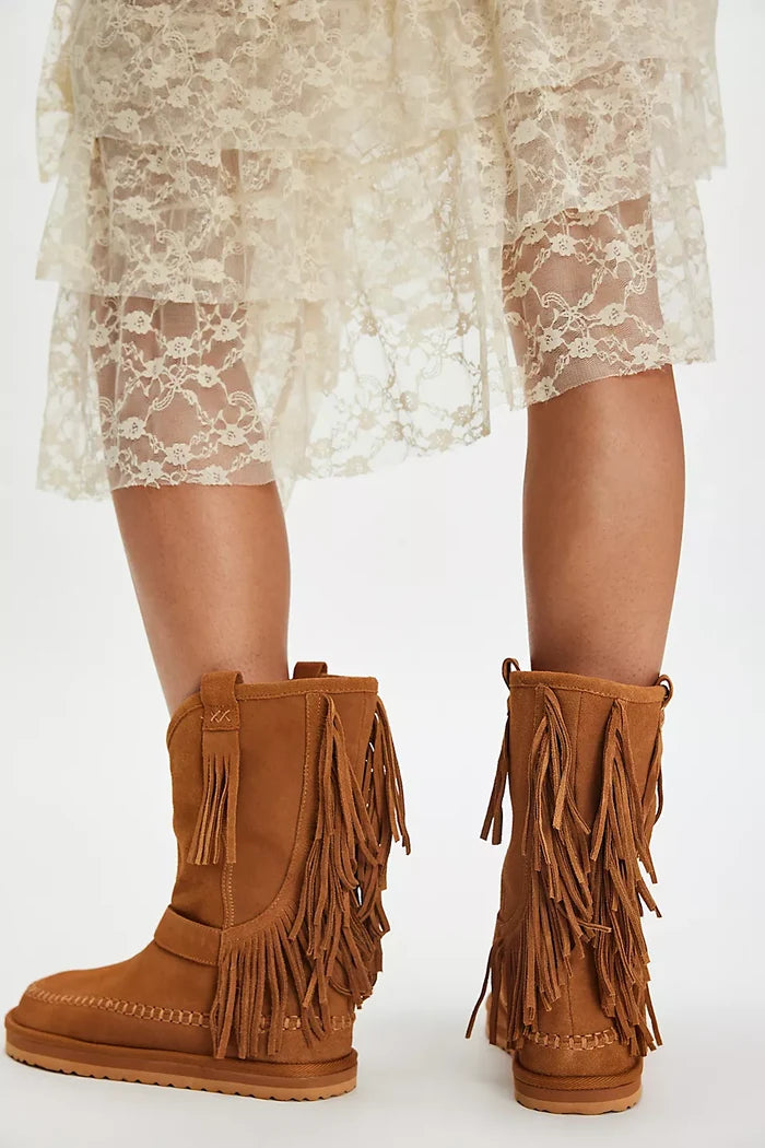 Faye Fringe Boot - Toffee